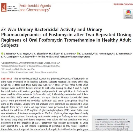 Ex Vivo Urinary Bactericidal Activity and Urinary Pharmacodynamics of Fosfomycin after Two Repeated Dosing Regimens of Oral Fosfomycin Tromethamine in Healthy Adult Subjects