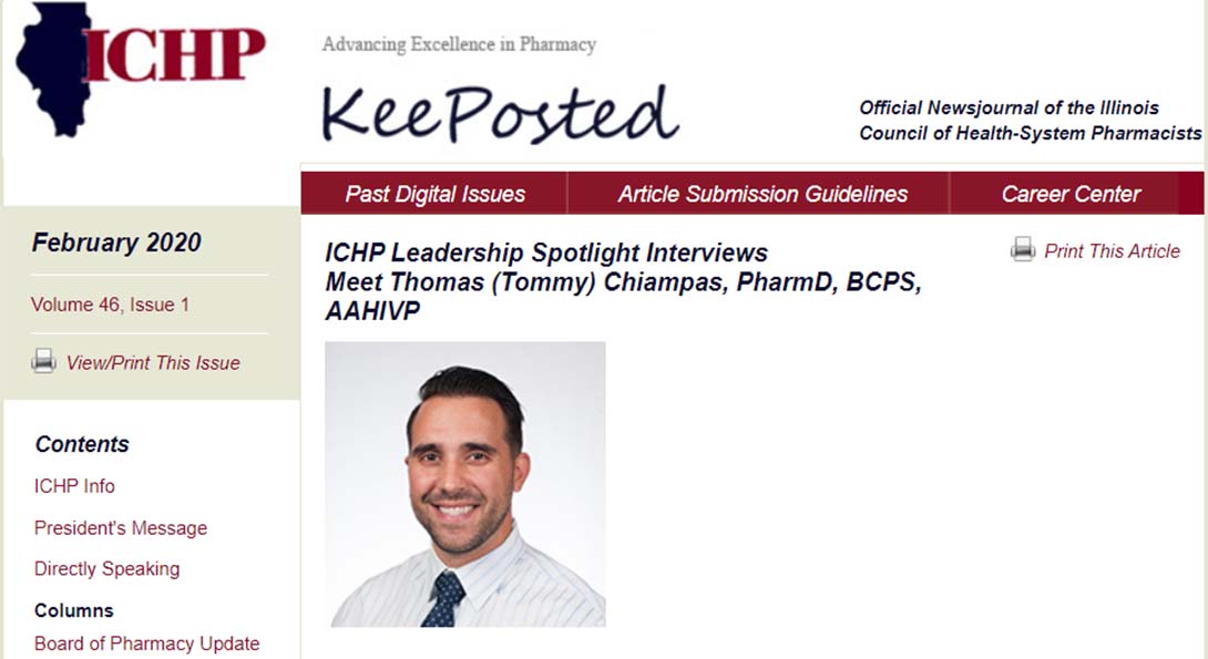 ICHP Leadership Spotlight Interviews Meet Thomas (Tommy) Chiampas, PharmD, BCPS, AAHIVP