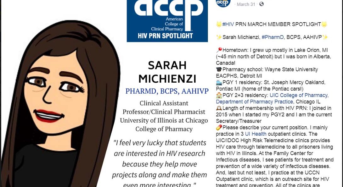 ACCP HIV PRN March Member Spotlight - Dr. Sarah Michienzi