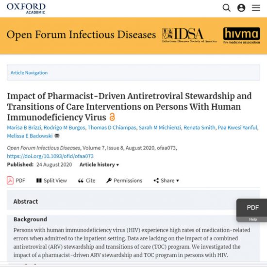 Impact of Pharmacist-Driven Antiretroviral Stewardship and Transitions of Care Interventions on Persons With Human Immunodeficiency Virus