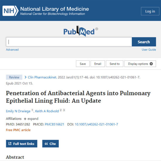 Penetration of Antibacterial Agents into Pulmonary Epithelial Lining Fluid: An Update